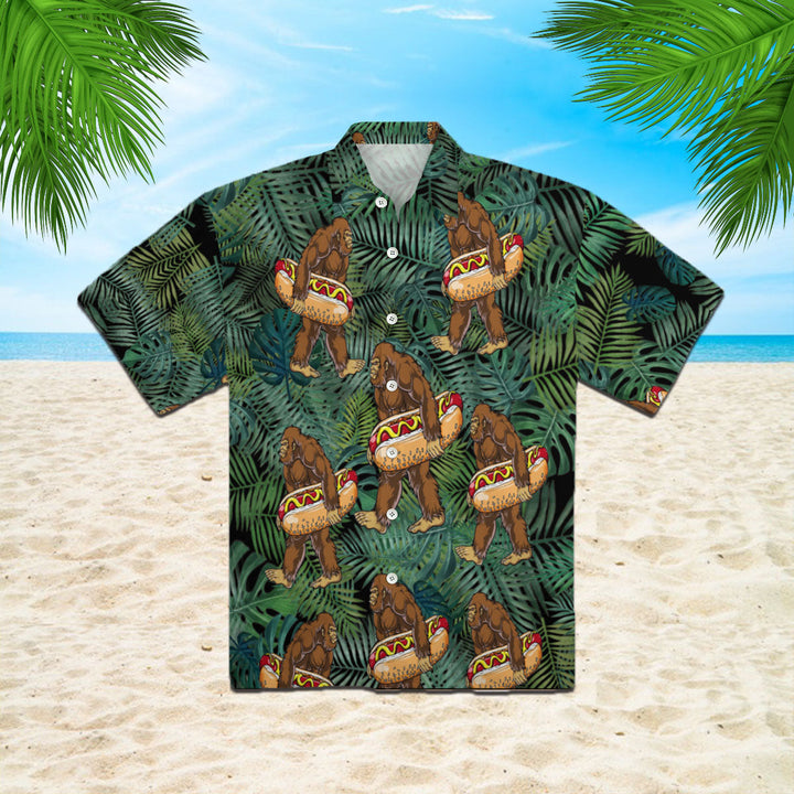 Tropical Bigfoot Carrying Hotdog Camping Hawaiian Shirt | For Men & Women | HW2204-BehighStyle