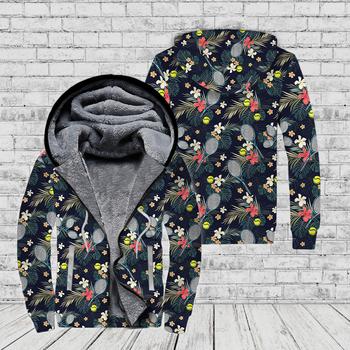 Tropical Floral Tennis Fleece Zip Hoodie All Over Print | FZ740