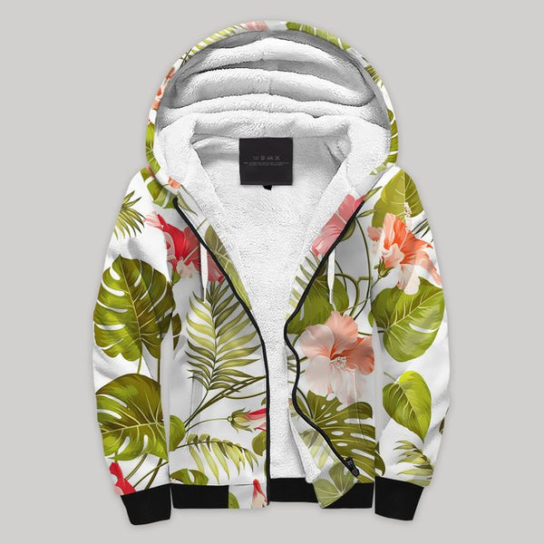 Tropical Flower Fleece Zip Hoodie All Over Print | FZ758