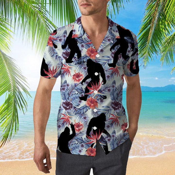 Tropical Flowers Bigfoot Camping Hawaiian Shirt | For Men & Women | HW2176-BehighStyle