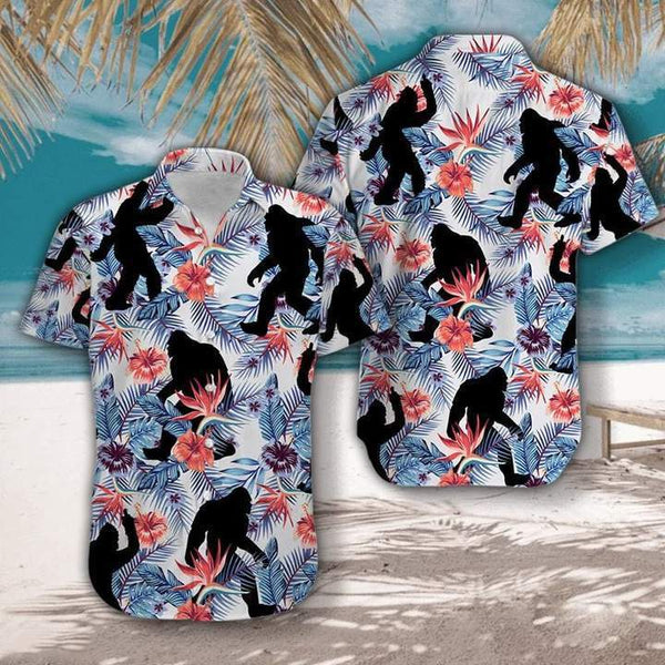 Tropical Flowers Bigfoot Camping Hawaiian Shirt | For Men & Women | HW2176-BehighStyle