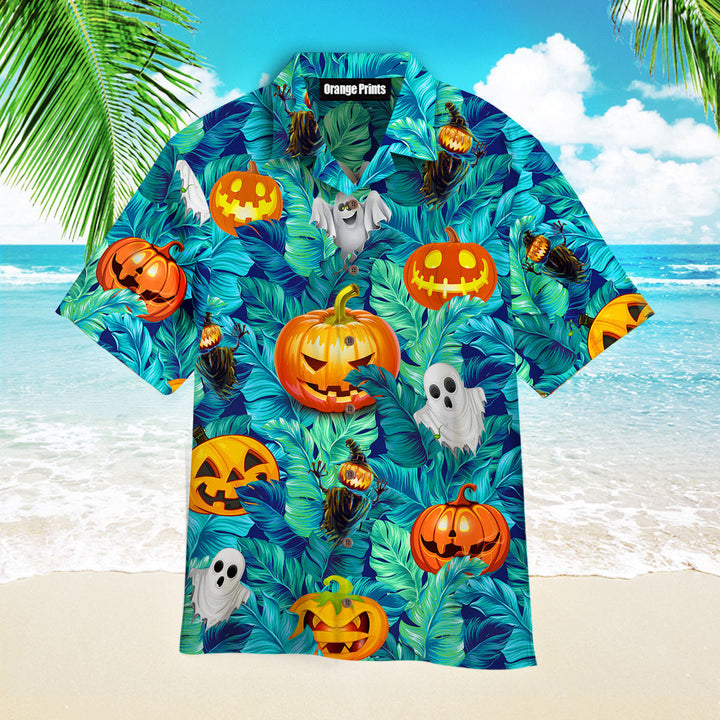 Tropical Halloween Pumpkin Ghost Devil Hawaiian Shirt | For Men & Women | HW2570-BehighStyle