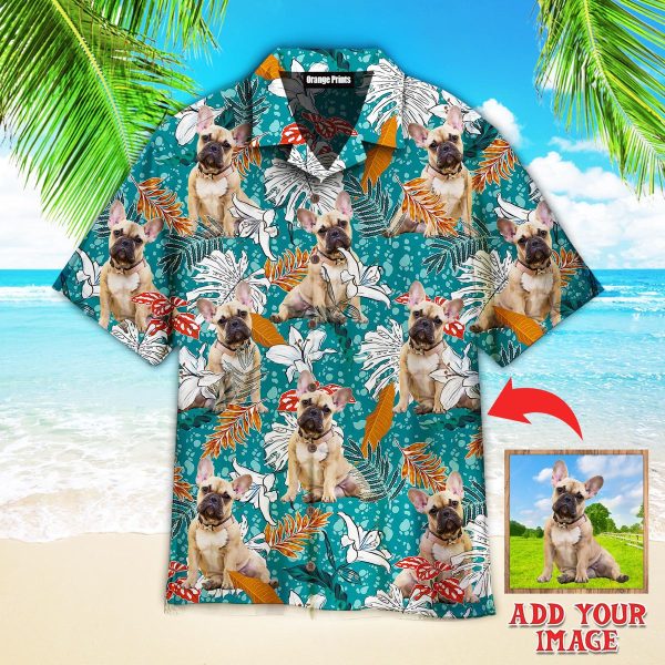 Tropical Leaves And Lily Flowers Summer Custom Photo Hawaiian Shirt | P289