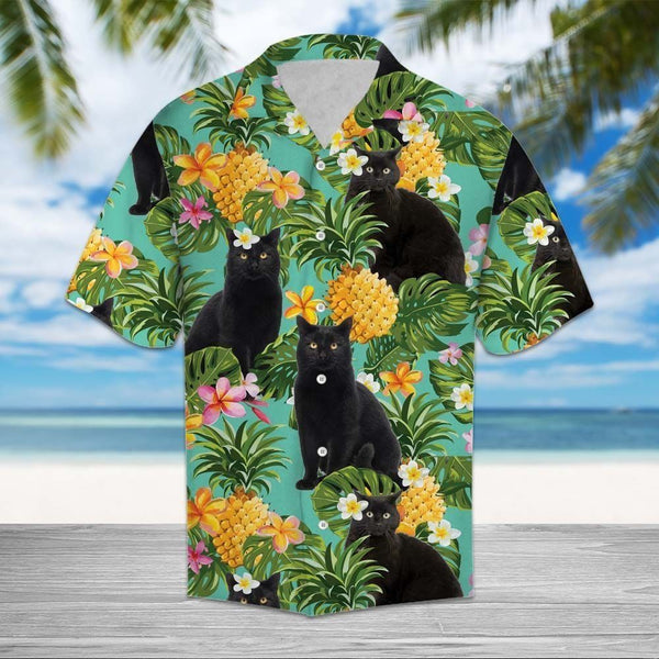 Tropical Pineapple Black Cat Hawaiian Shirt | For Men & Women | HW1355-BehighStyle