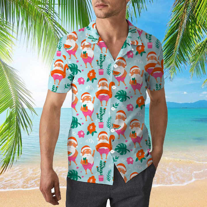 Tropical Santa Claus Merry Christmas Hawaiian Shirt | For Men & Women | HW2024-BehighStyle