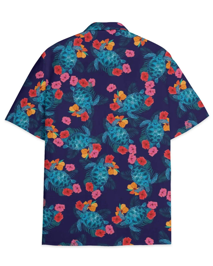 Tropical Turtle Hibiscus Flower Multi Color Hawaiian Shirt | For Men & Women | HW1445-BehighStyle