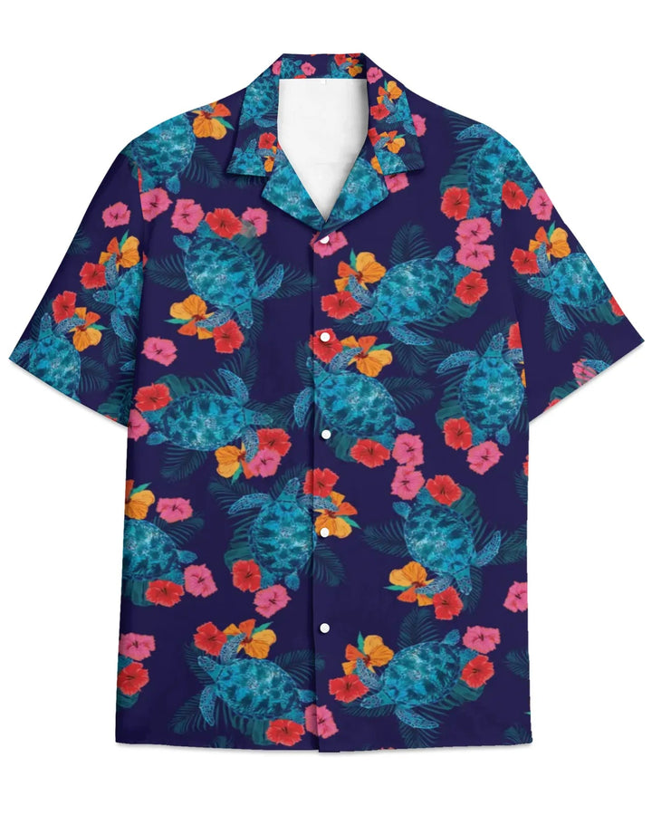 Tropical Turtle Hibiscus Flower Multi Color Hawaiian Shirt | For Men & Women | HW1445-BehighStyle