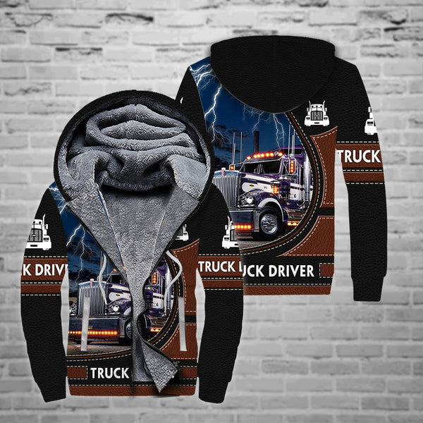 Truck Driver Lover Fleece Zip Hoodie All Over Print | FZ304