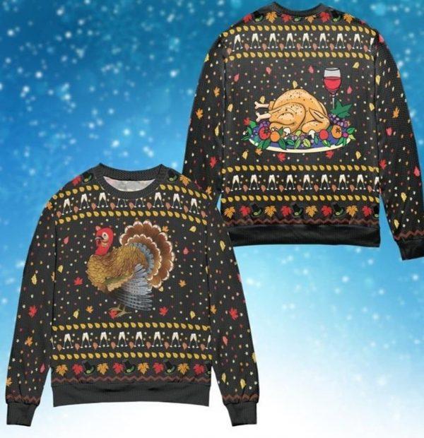 Turkey And WIne Ugly Christmas Sweater | For Men & Women | Adult | US1360-BehighStyle