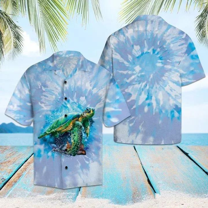 Turtle Blue Tie Dye Hawaiian Shirt | For Men & Women | HW1502-BehighStyle