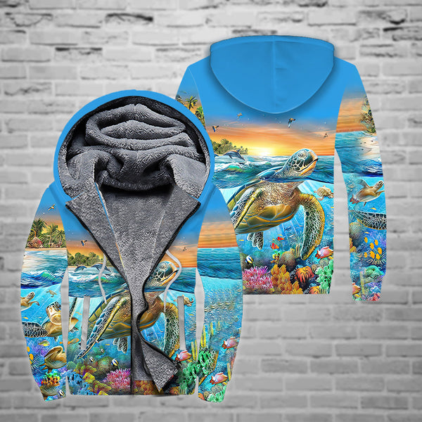 Turtle In The Sea Fleece Zip Hoodie All Over Print | FZ300