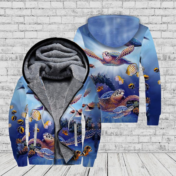 Turtles Ocean Fleece Zip Hoodie All Over Print | FZ405