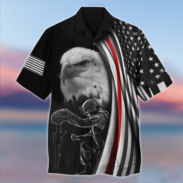 US Veteran Dark Eagle Hawaiian Shirt | For Men & Women | HW2342-BehighStyle