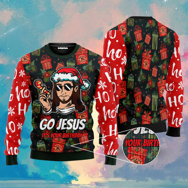 Go Jesus It's Your Birthday Ugly Christmas Sweater | Adult | UW2005