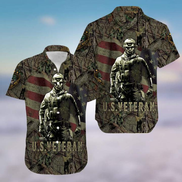 U.S Veterans Forest Camo Soldiers Hawaiian Shirt | HW3272