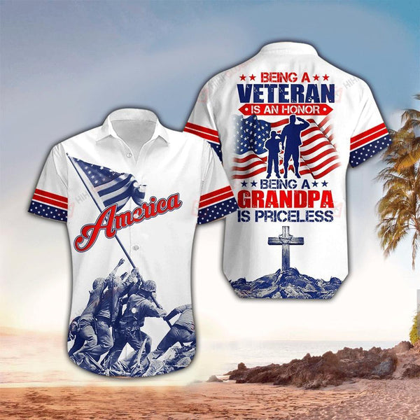 U.S. Veterans Being A Veteran Is An Honor Being A Grandpa Hawaiian Shirt | For Men & Women | HW2514-BehighStyle