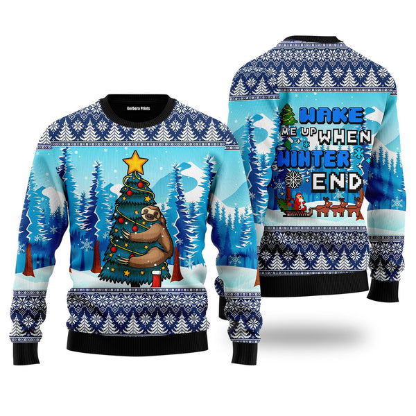 Ugly Sloth Wake Up When Winter Ends Ugly Christmas Sweater | For Men & Women | UH1317