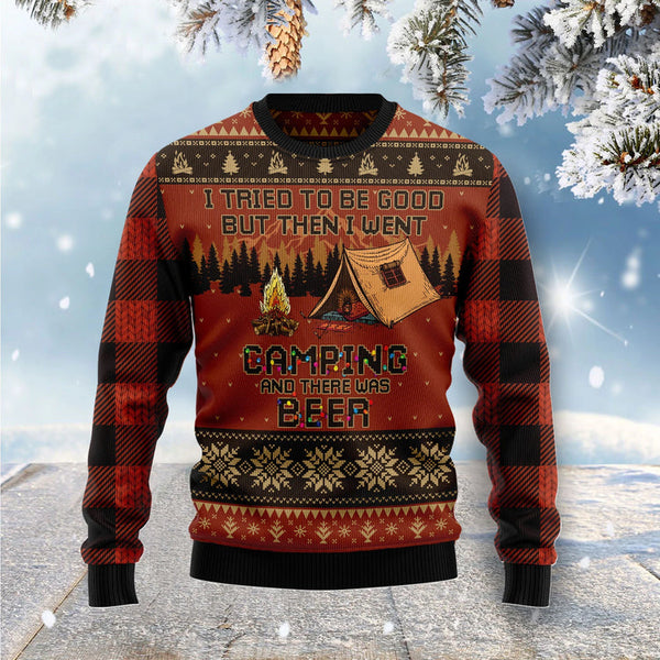I Went Camping Funny And There Was Beer Christmas Sweater | Adult | US2585