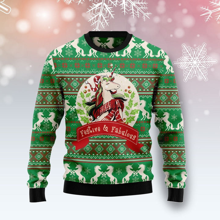 Unicorn Festive Fabulous Ugly Christmas Sweater | For Men & Women | Adult | US1167-BehighStyle