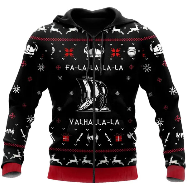 Viking Hoodie Christmas Fa-la-la-la-la 3D All Over Print | Adult | HP2986