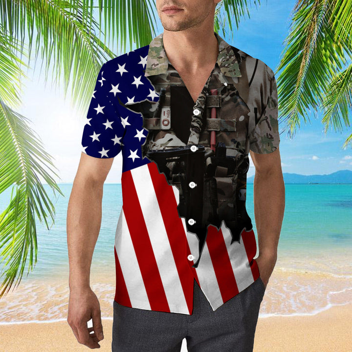 Us Army Uniform American Flag Patriotic Hawaiian Shirt | For Men & Women | HW1658-BehighStyle