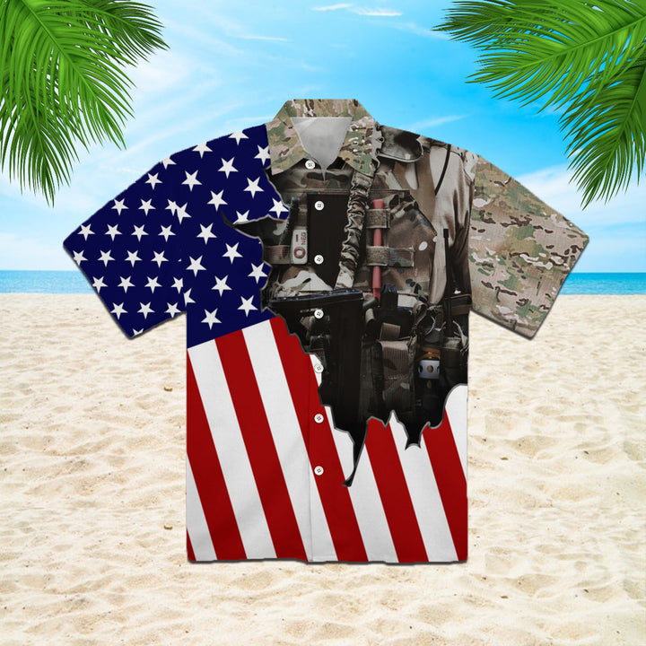 Us Army Uniform American Flag Patriotic Hawaiian Shirt | For Men & Women | HW349-BehighStyle