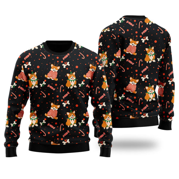 Very Cute Xmas Corgi Dog Pattern Ugly Christmas Sweater | For Men & Women | UH2100