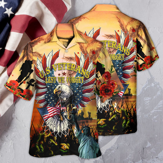 Veteran America Veterans Let We Forget In The Sunset Hawaiian Shirt | HW3317