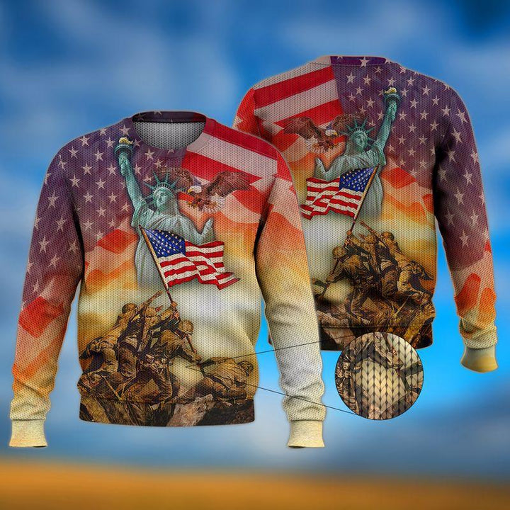 Veteran American Flag Ugly Christmas Sweater | For Men & Women | Adult | US1278-BehighStyle