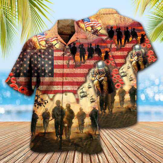 Veteran Blood Sweat And Tear America Flag Hawaiian Shirt | HW3323