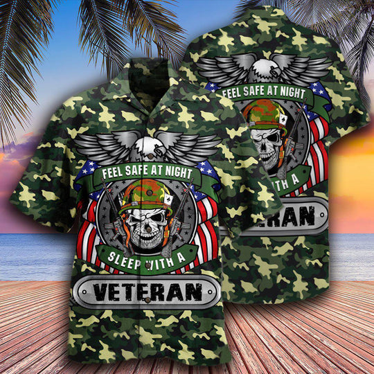 Veteran Feel Safe At Night Sleep With A Veteran Hawaiian Shirt | HW3322