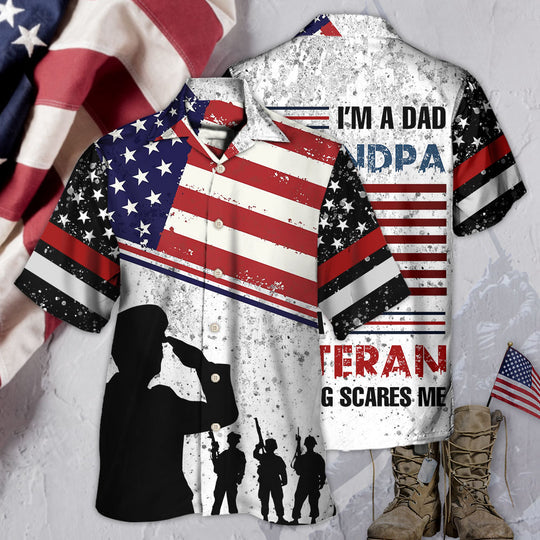 Veteran I Am A Dad Grandpa And A Veteran With Usa Flag Hawaiian Shirt | HW3292