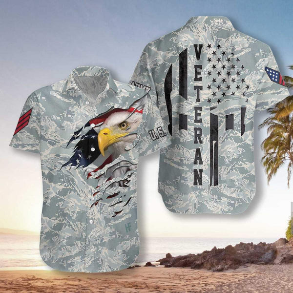 Veteran Proud US Airforce Camouflage Hawaiian Shirt | HW3235