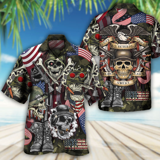 Veteran Skull War Art Hawaiian Shirt | HW3289