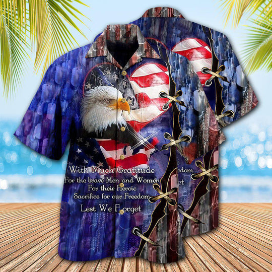 Veteran Thank You Veterans From The Heart With Eagle Hawaiian Shirt | HW3318