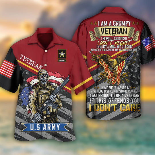 Veteran U.S Army I Am A Grumpy Veteran Hawaiian Shirt | HW3319