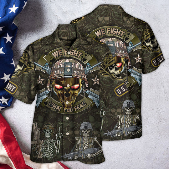 Veteran We Fight What You Fear Skull Hawaiian Shirt | HW3299