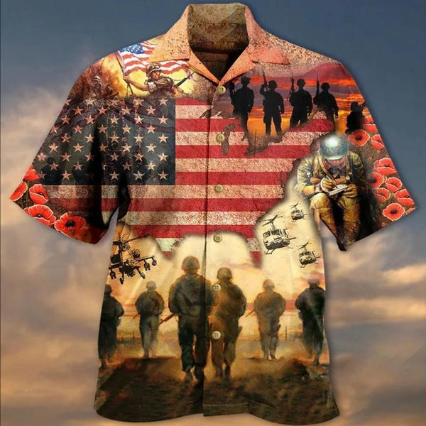 Veterans Blood American Flag Hawaiian Shirt | HW3221