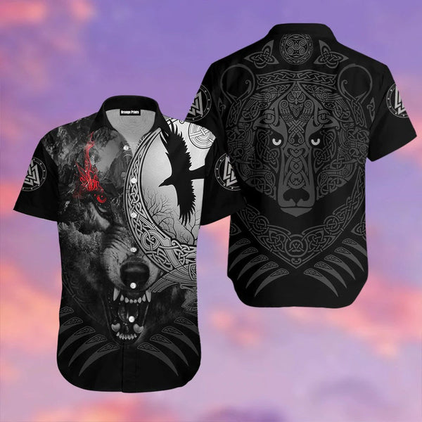 Viking Angry Moon Wolf Hawaiian Shirt | For Men & Women | HW1188-BehighStyle