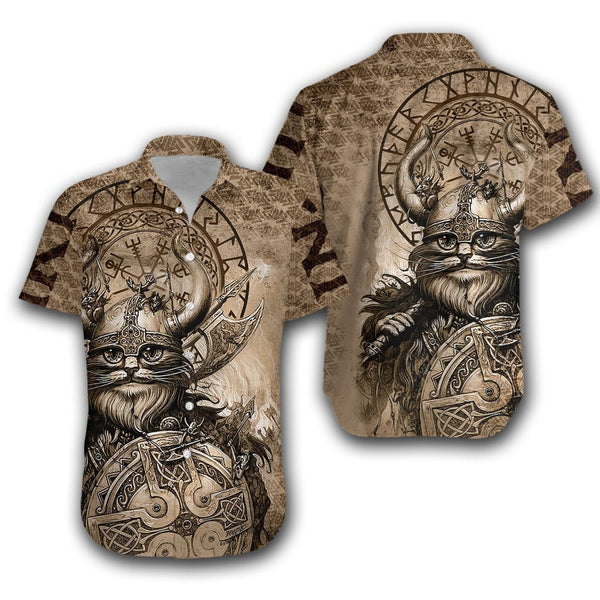 Viking Classic Cat Viking Hawaiian Shirt | For Men & Women | HW1189-BehighStyle