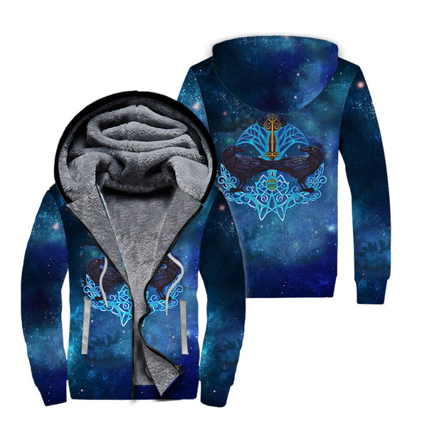 Viking Crow And Key Fleece Zip Hoodie All Over Print | For Men & Women | FT4320