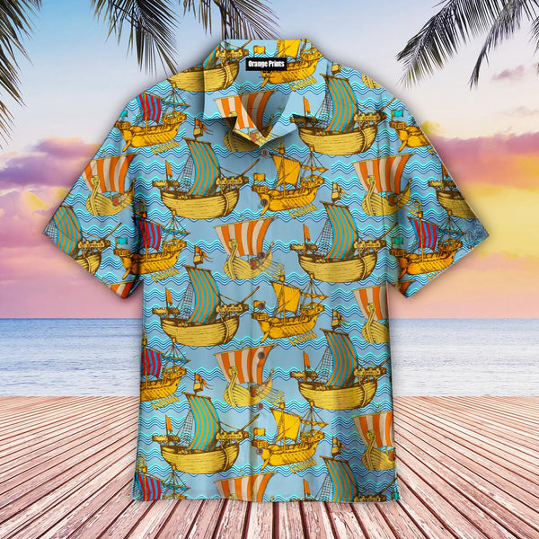 Viking Drakkar Vintage Aloha Hawaiian Shirt | For Men & Women | HW1144-BehighStyle