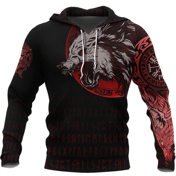 Viking Fenrir with Red Vegsivir 3D All Over Print | For Men & Women | Adult | HO8008-BehighStyle