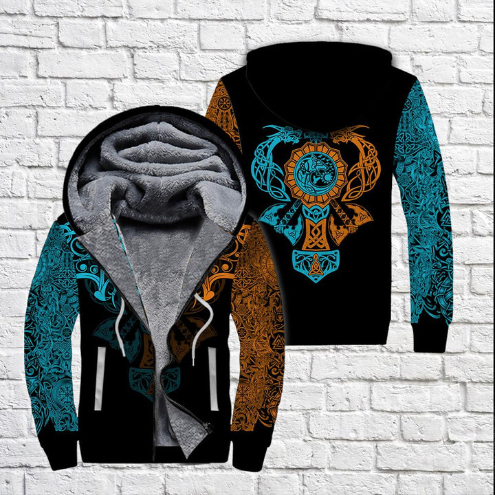 Viking Gear Wolf Hammer Fleece Zip Hoodie All Over Print | For Men & Women | FT2993-BehighStyle