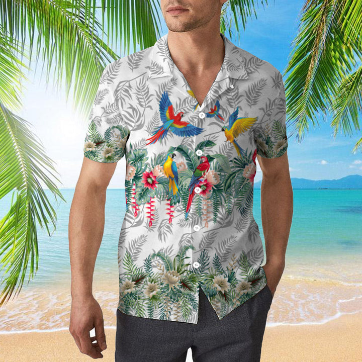 Vintage Botanical Lotus And Macaw Parrot Hawaiian Shirt | For Men & Women | HW910-BehighStyle