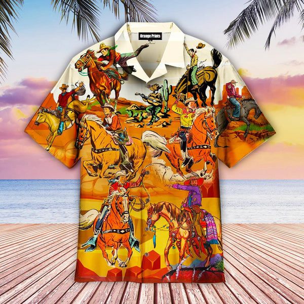 Vintage Cowboy Ride Horses Aloha Hawaiian Shirt | For Men & Women | HW706-BehighStyle