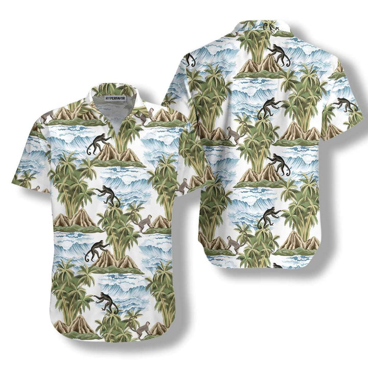 Vintage Island Palm Tree Monkey Aloha Hawaiian Shirt | For Men & Women | HW1066-BehighStyle