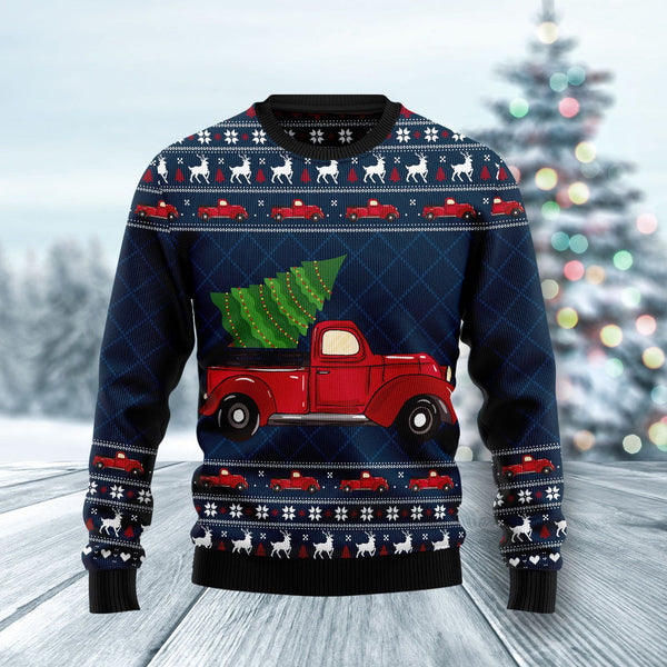 Vintage Red Truck Ugly Christmas Sweater | For Men & Women | Adult | US1014-BehighStyle