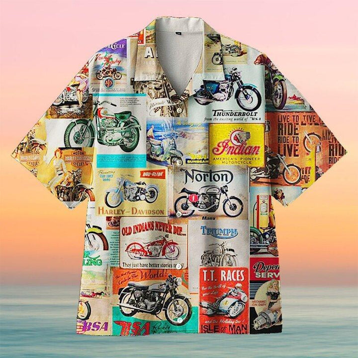Vintage Retro Motorbike Aloha Hawaiian Shirt | For Men & Women | HW1170-BehighStyle