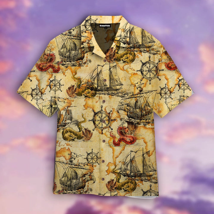 Vintage Sailboats And Dragons Aloha Hawaiian Shirt | For Men & Women | HW1168-BehighStyle